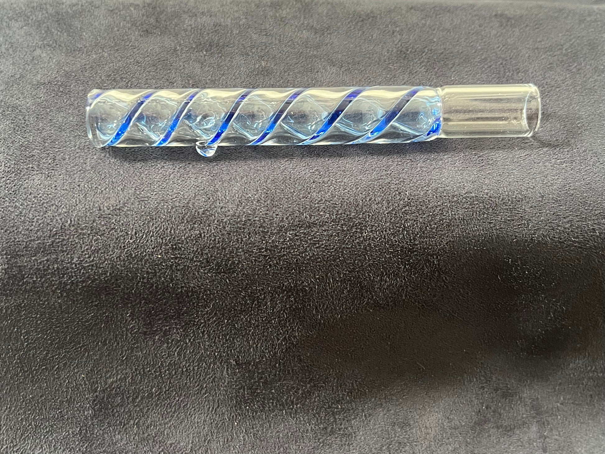 Extra langer Nudel Glas Tip 12mm x 9cm – Klar mit blauen Streifen