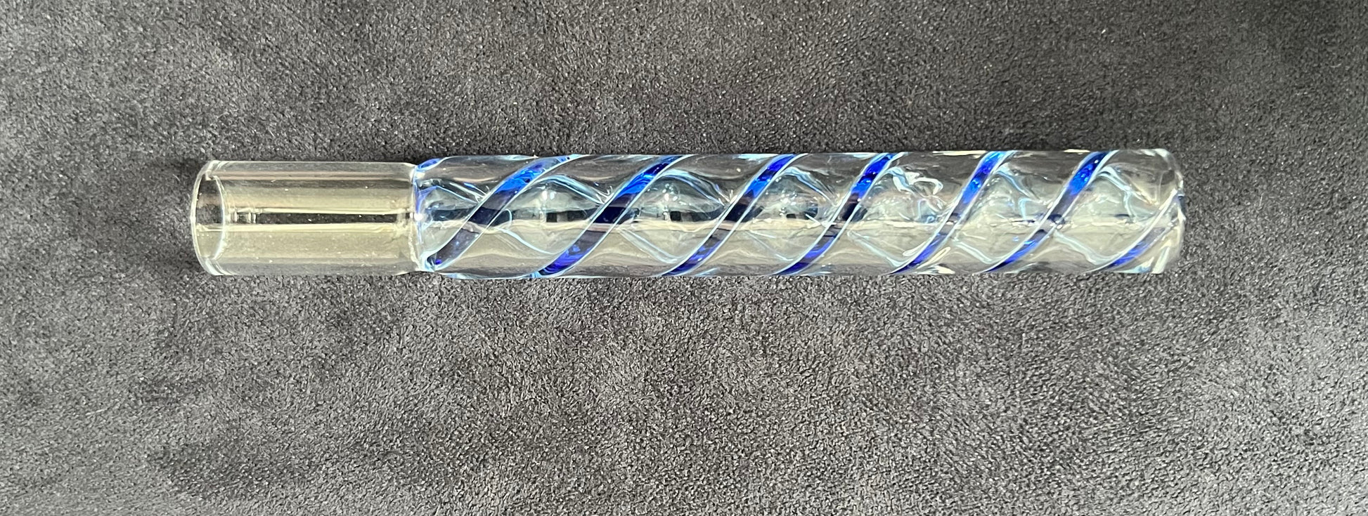 Extra langer Nudel Glas Tip 12mm x 9cm – Klar mit blauen Streifen