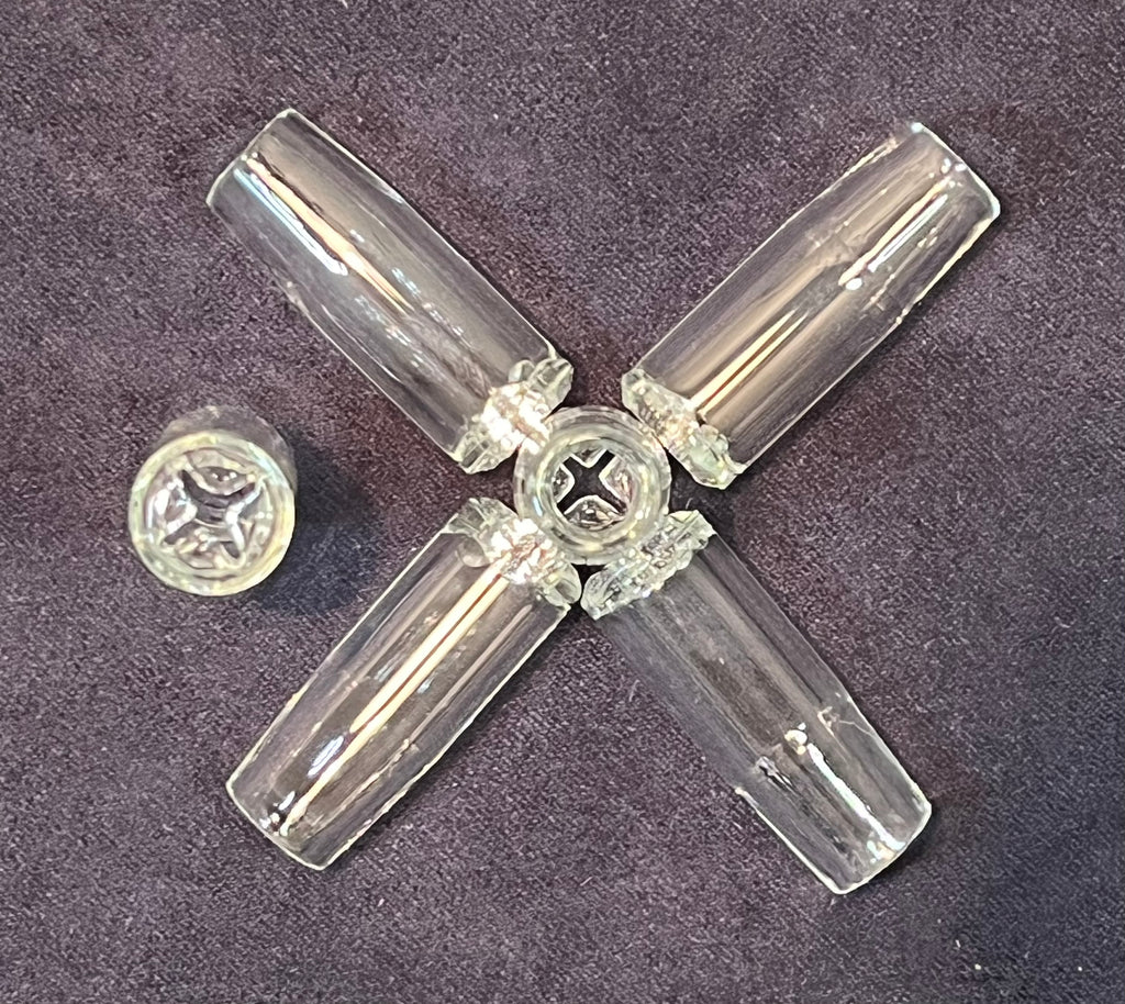 Glas Tip Bundle, 6 Stück –10x30 mm – Klar, 1 Loch, Cross Bottom